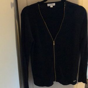 Calvin Klein black sweater w gold zip
